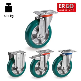 TR-62ER-NL-M-Ruedas con soportes para cargas ligeras y soportes para cargas medias